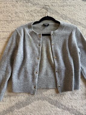 Chanel 24B Grey Turnlock Cardigan FR 36